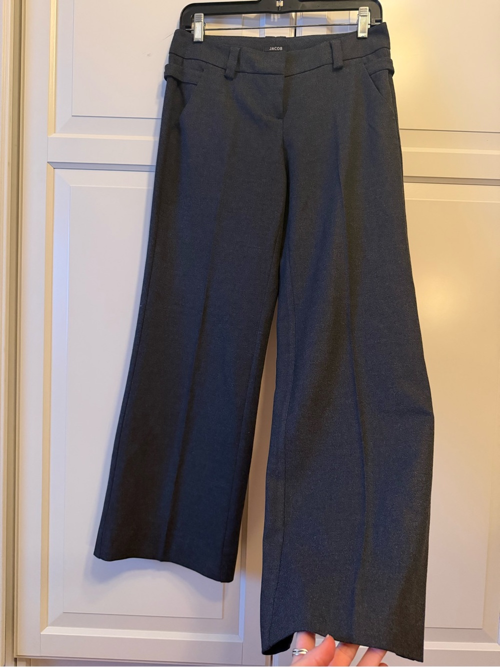 Y2K Jacob Wool Wide-Leg low-rise Dress Pants in Charcoal - 28xlength 29